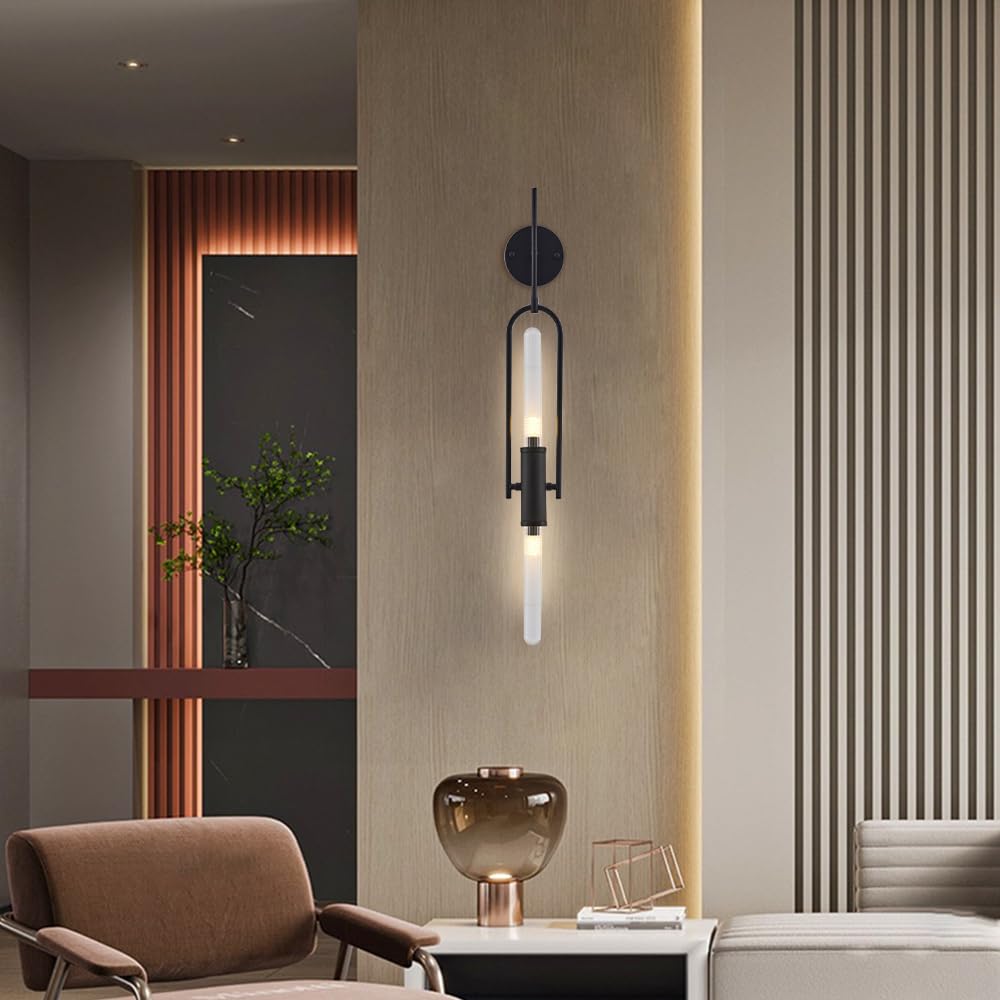 Applique da Parete, Illuminazione Industriale, Lampada Moderna con Cablaggio Fisso e Paralume in Vetro scanalato, lampade per Soggiorno, Arredamento per la casa, luci da Bagno G9
