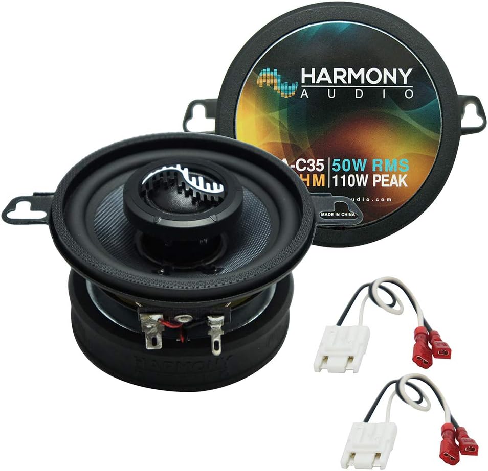 Harmony Audio Bundle Compatible with 1982-1987 Chevy El Camino HA-C35 3.5" Replacement 110W Audio Speakers with HA-724500 Factory Speaker Replacement Harness