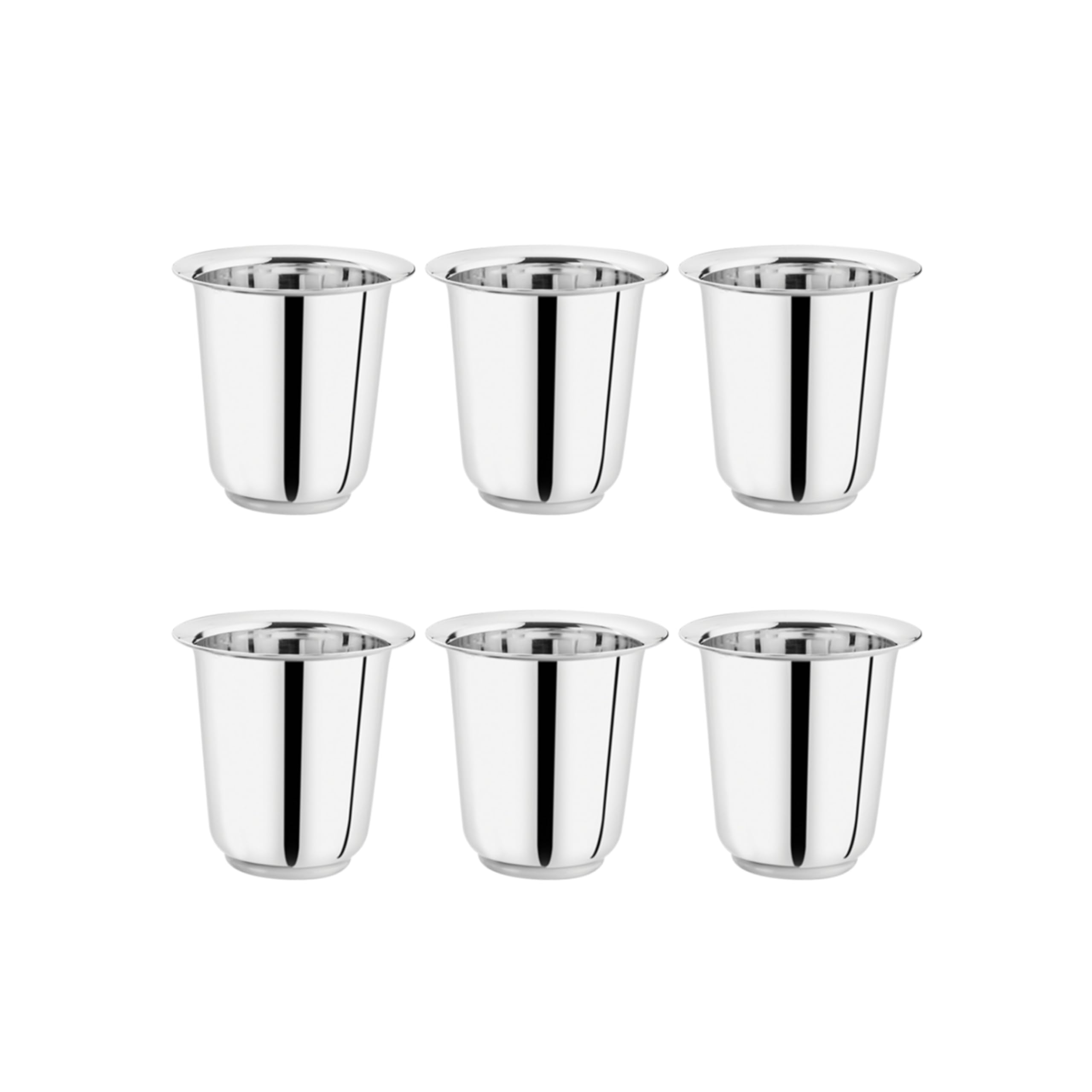 EMBASSY Stainless Steel Mayuri Glass | Capacity - 170 ml/Glass | Pack of 6 | Size - 2 |Traditional South Indian Filter Coffee Glass | Ideal for Tea & Coffee | Multipurpose Steel Glass