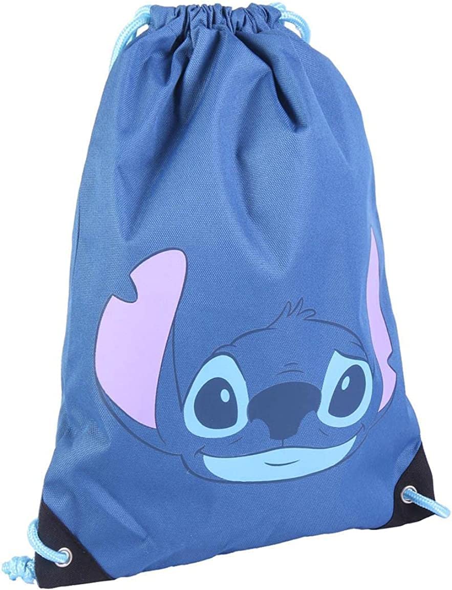 CERDÁ LIFE'S LITTLE MOMENTS Bolsa Mochila Cuerdas Infantil de Stitch-Licencia Oficial Disney, Saco Unisex niños, Azul, Pequeño