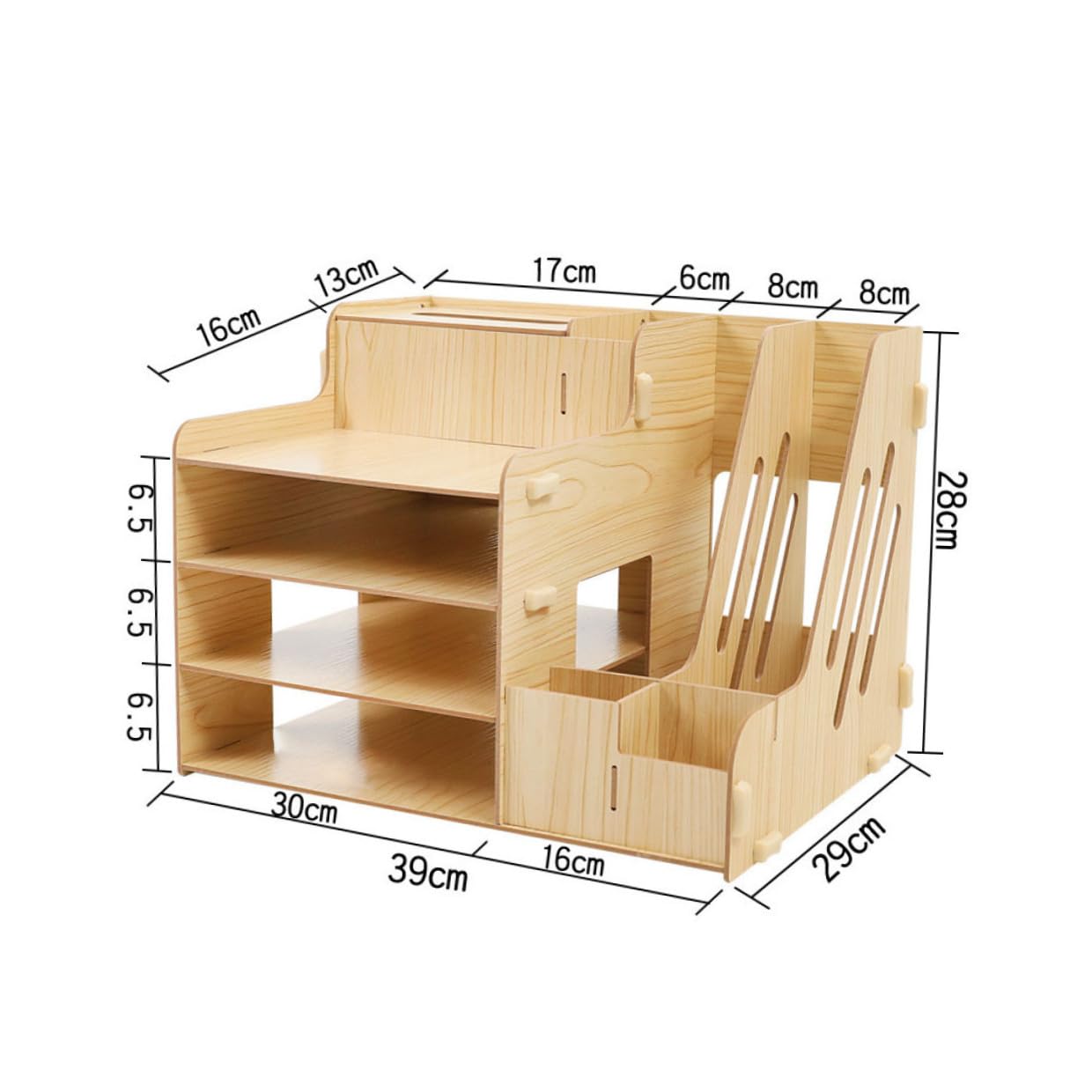 Organizador Escritorio Madera con Compartimentos Múltiples para Almacenamiento Archivos Papelería y Objetos Varios Diseño Deslizante para Oficina y Hogar