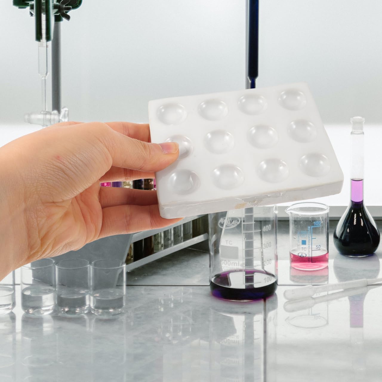 2 Stk Reaktionsplatte aus Keramik Spotplatte für Chemielabore Zubehör für Labortests Keramikreaktionsplatte Mehrloch-Design Reaktionsplatte Porzellan-Tüpfelplatte für Experimente