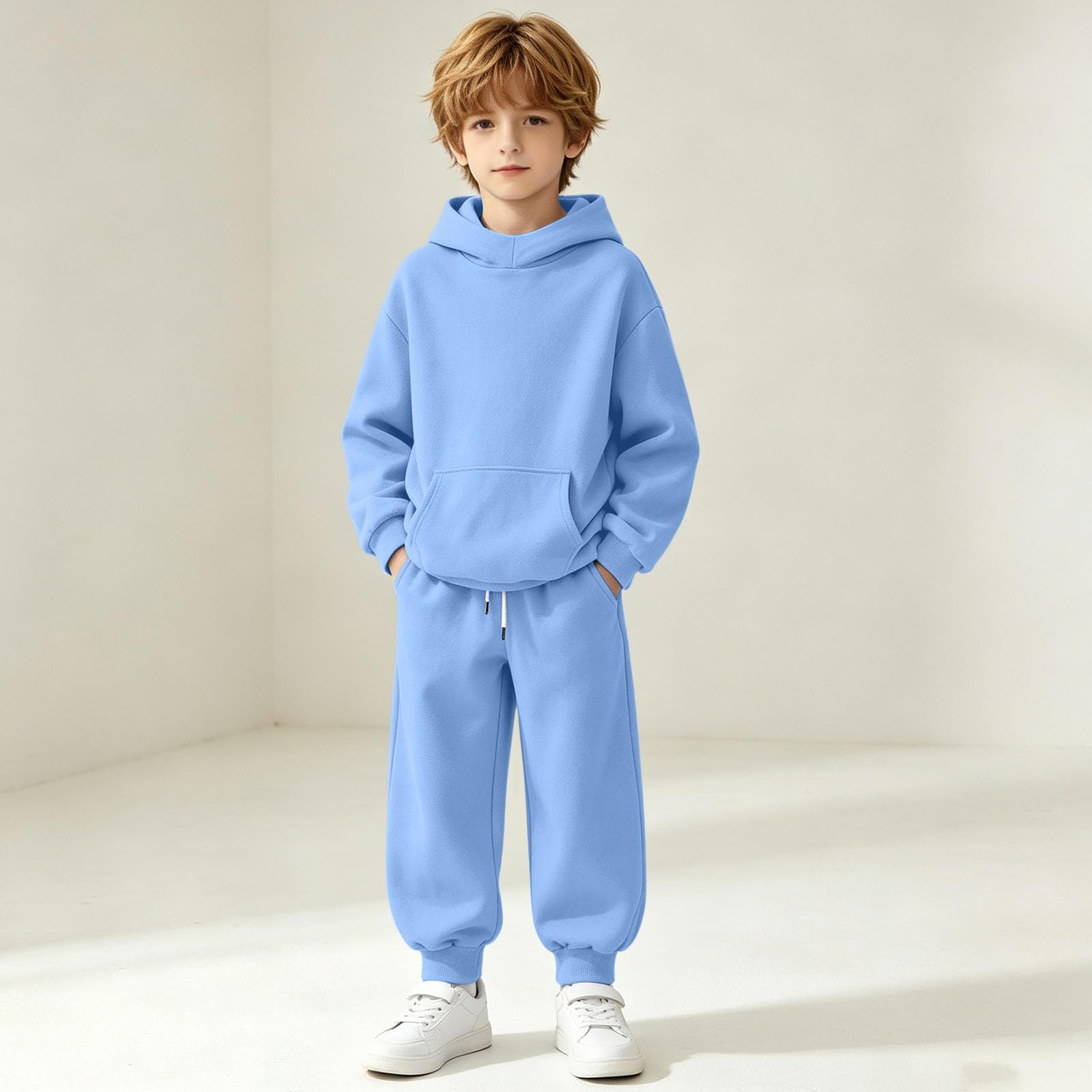 LUCKME Chandal Niño Niña,Conjunto de Sudadera con Capucha y Pantalón Jogger | Ropa Deportiva 2 Piezas Otoño e Invierno, Sudadera Manga Larga y Pantalones con Bolsillos, Chándal Infantil 4-15 años