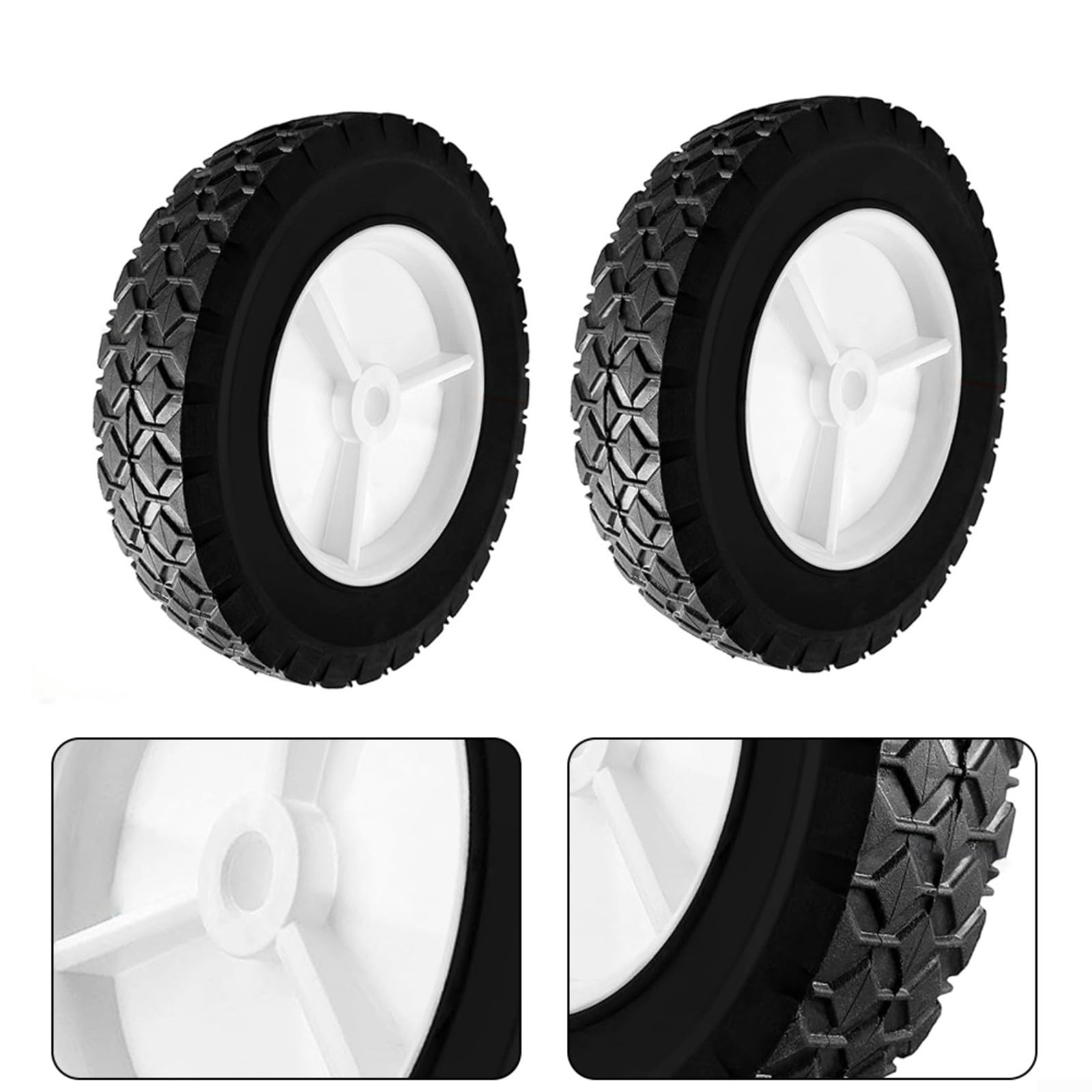 Confezione da 2 ruote di ricambio da 20,3 cm per artigiano per TROY-BILT per griglie WEBER, pneumatici in plastica in gomma per tosaerba, carrelli utility, attrezzature da giardino