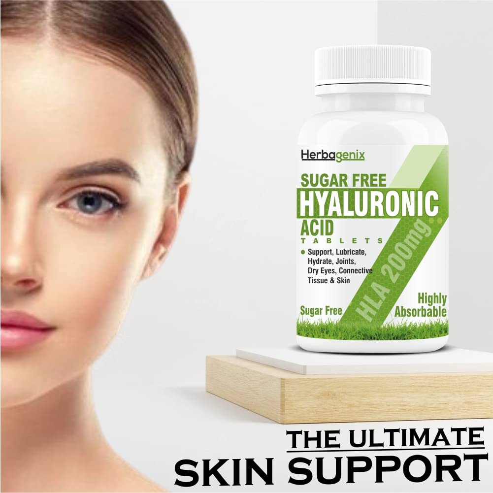 Hyaluronic Acid Supplements Tablets With Hyaluronic Acid, L-Glutathione, Biotin, Vitamin E, C, D & Grape Seed Powder Extract For Skin Radiance & Elasticity For Women & Men- 60 — Amazon image 7