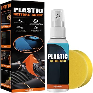 Car Trim Restorer 50ML Fade-Resistant Agent | with Sponge Car Dashboard Restorer for Vehicle Motorcycle RV Trucks Dashboard Seat Steering Wheel Armrest Detailing