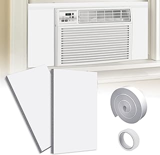 Window Air Conditioner Surround Insulation Panels, White AC Side Insulated Foam Panel with Top Seal Strip for Indoor Window AC Unit
