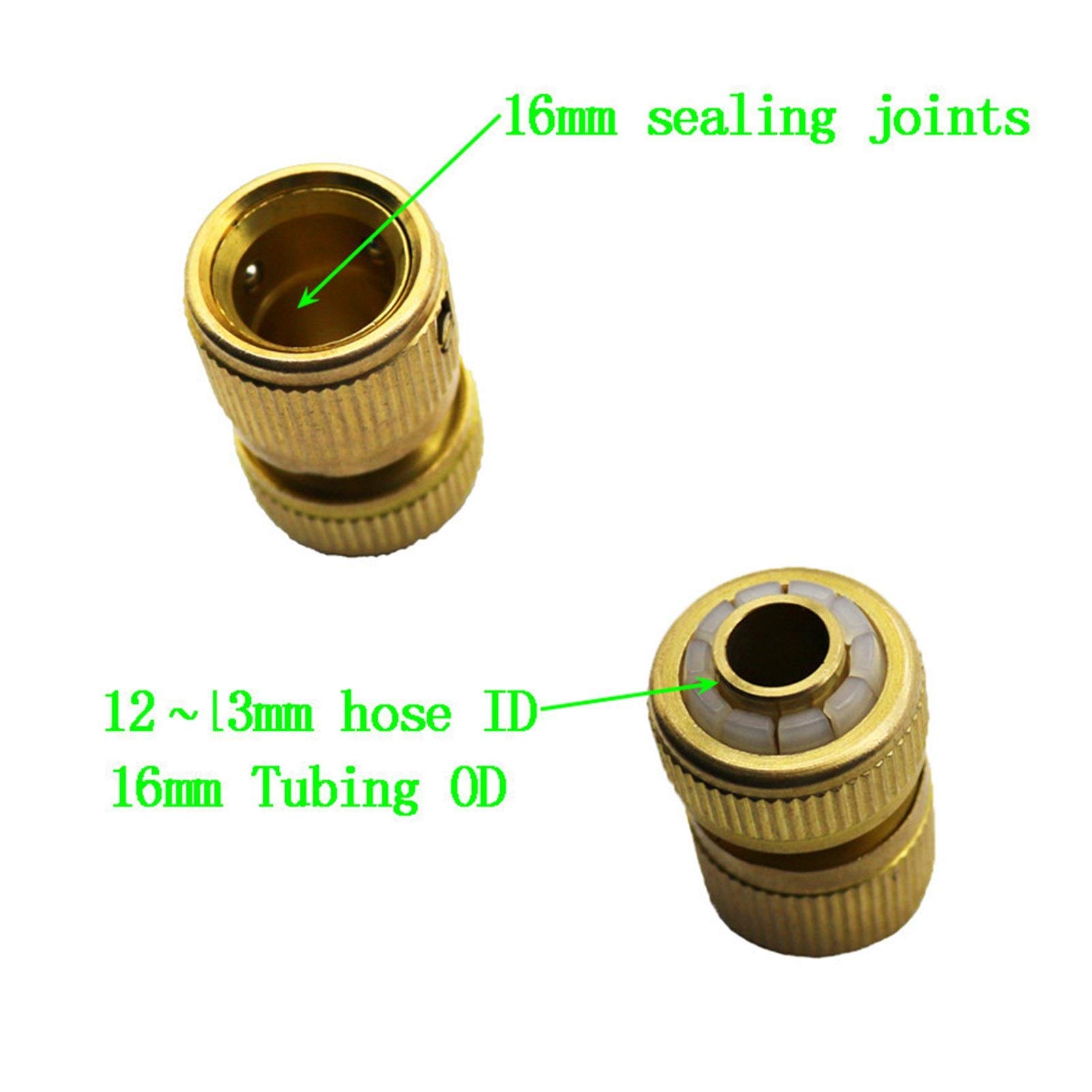 Rociador de riego para jardín, 6 piezas, accesorios de cobre, conexión rápida para grifo y manguera de lavadora, y accesorios estándar para pistola de agua industrial (diámetro: 16 mm, juntas de sel