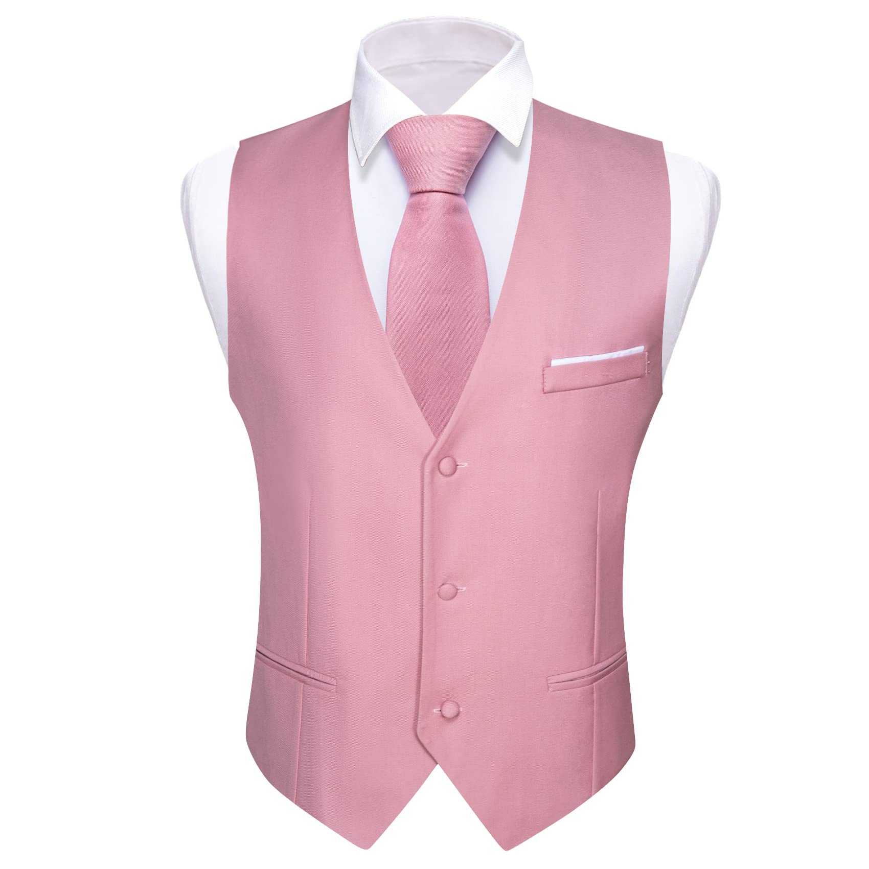 Barry.Wang Completo formale da uomo gilet con scollo a V Slim Fit casual tinta unita gilet cravatta papillon set per festa di nozze abito smoking