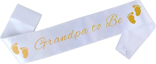 Banda para abuelo, color blanco con letras doradas, banda para baby shower, papá, abuelo, abuelo, abuelo, decoración de revelación de género, nuevo