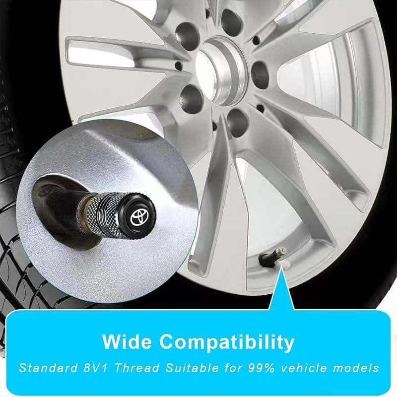 Image of NIVIZEN 4pcs Aluminium Car Tyre Valve Stem Cap Suitable for Suitable for Innova /Fortuner /Glenza /Taisor All Model Logo Design Tire Wheel Rims Stem Air Valve Caps Tyre Cover Car(Toyu-ta)