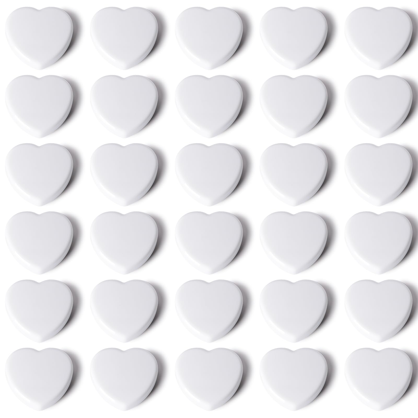 QOJOPU Fridge Magnets, 30PCS White Heart Strong Magnet for Whiteboard, Heavy Duty Small Magnets for Notice Board, Cute Decorative Magnets for Crafts, Kitchen, Office, Classroom –Mini Magnet for Adults