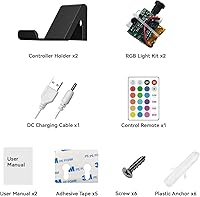 Vista 6 de 6amLifestyle - Juego de 2 soportes de pared con kit de luz RGB de 16 colores para Xbox One PS4 PS5 Switch Pro Gamepad Controller Stand Holder
