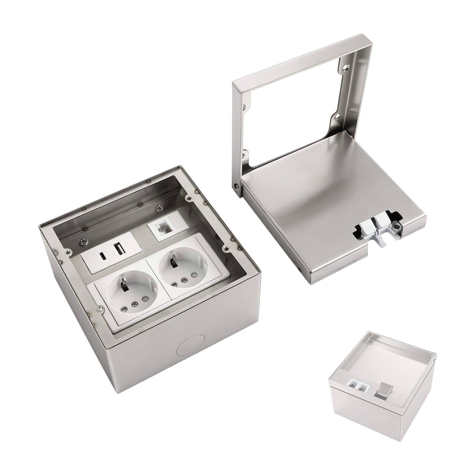 Enchufe de suelo interior USB empotrable para cocina, caja de enchufes con 1 conector RJ45, enchufe de suelo exterior para el suelo en cocina, salón y oficina