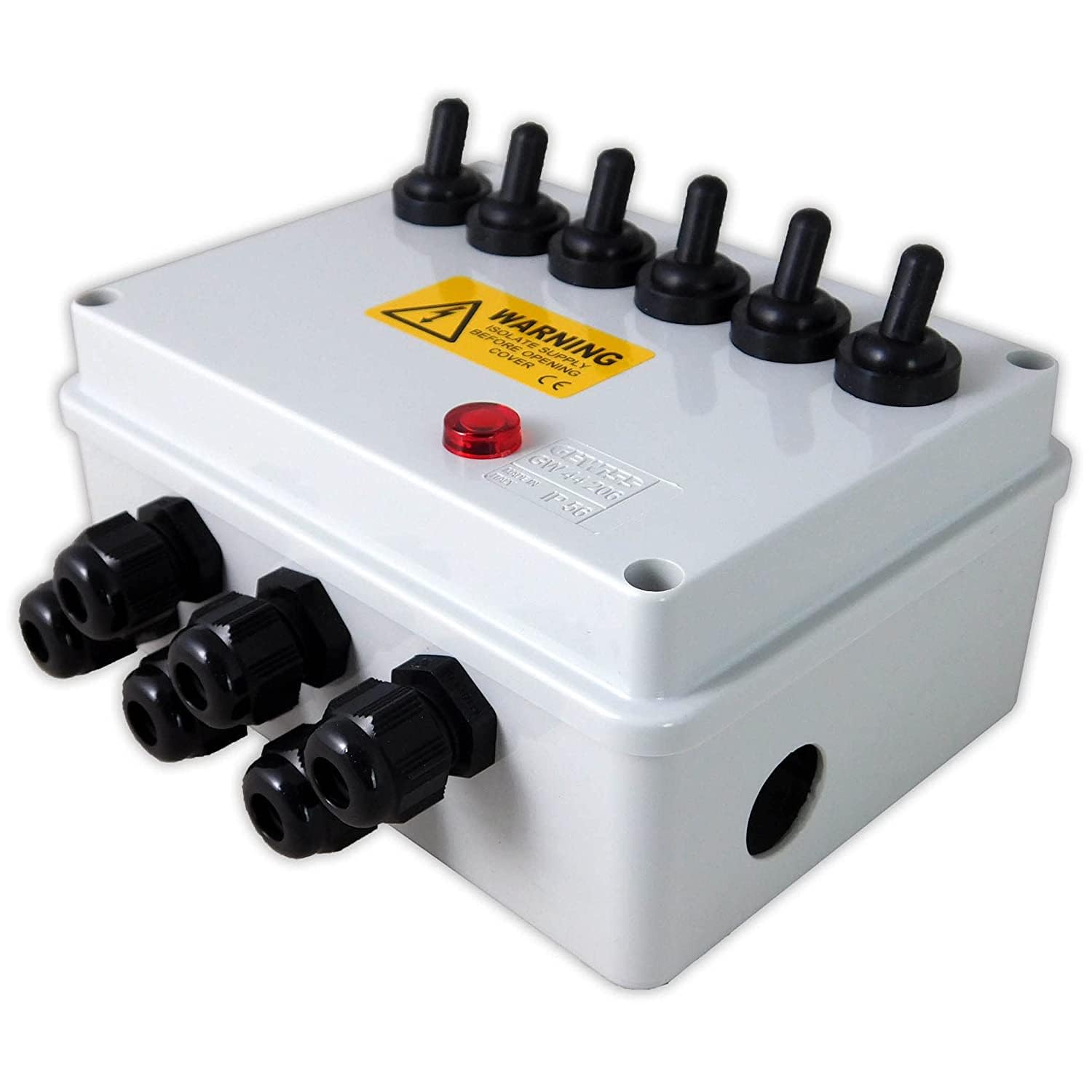 Aquacadabra 6-Way Armoured Garden Switch Box Weatherproof for Outdoor Pond Garden Electrics with Neon Indicator: Control Pond Pumps, Lights and Filters Safely
