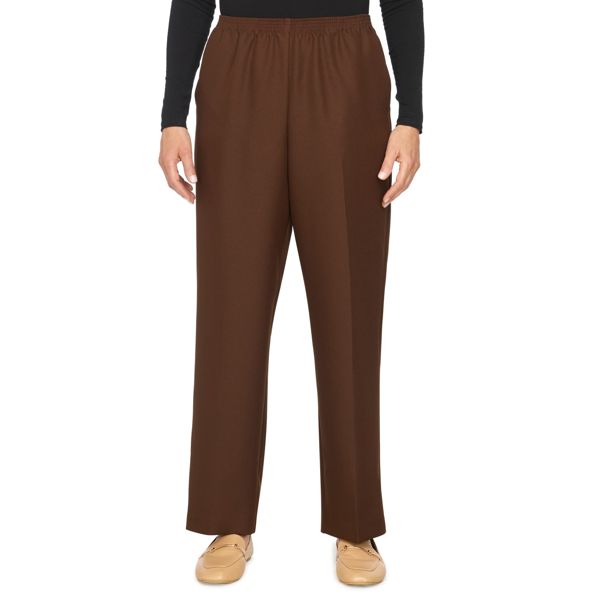 Alfred Dunner Womens Solid Medium Pant Size 16 Brown