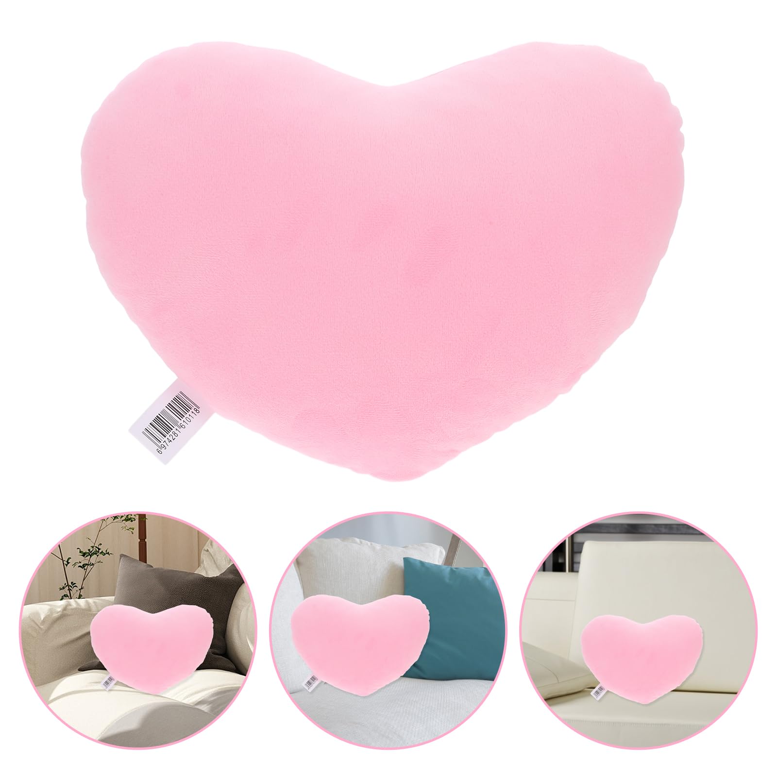 LOGOFUN 4Pcs Heart Shaped Pillow Throw Plush Heart Shaped Decorative Pillow Stuffed Heart Doll Sofa Pillow for Home Office Sofa Decor - Pink, 30CM