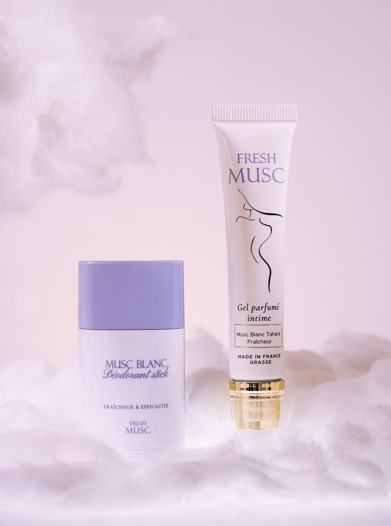 Coffret Duo Musc Blanc Tahara – Gel Parfumé 20 ml + Déodorant Naturel 30 g – Peaux Sensibles – Fabriqué en France