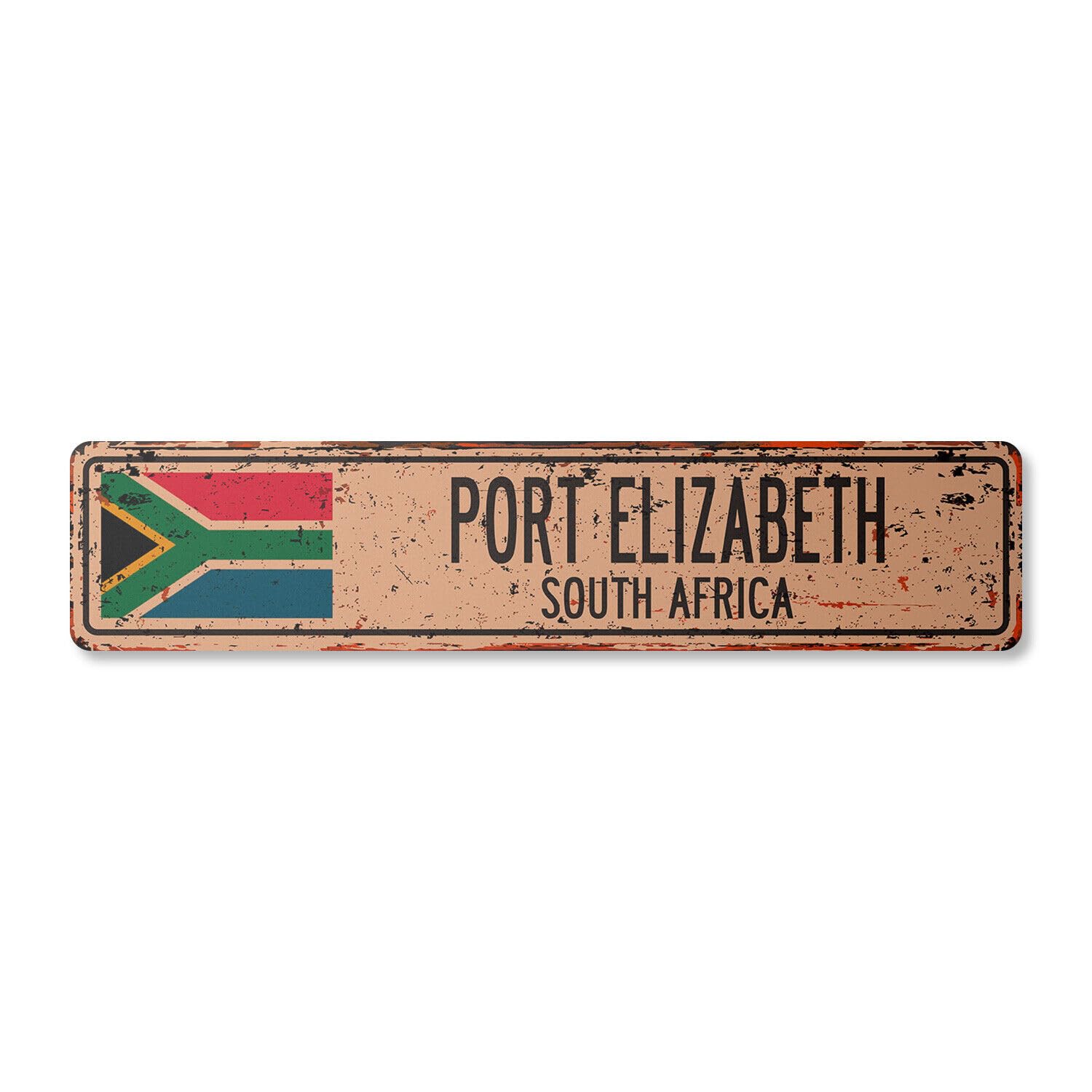 Yaasimoule Metal Port Elizabeth South Africa Vintage Street Sign South African Flag City Country