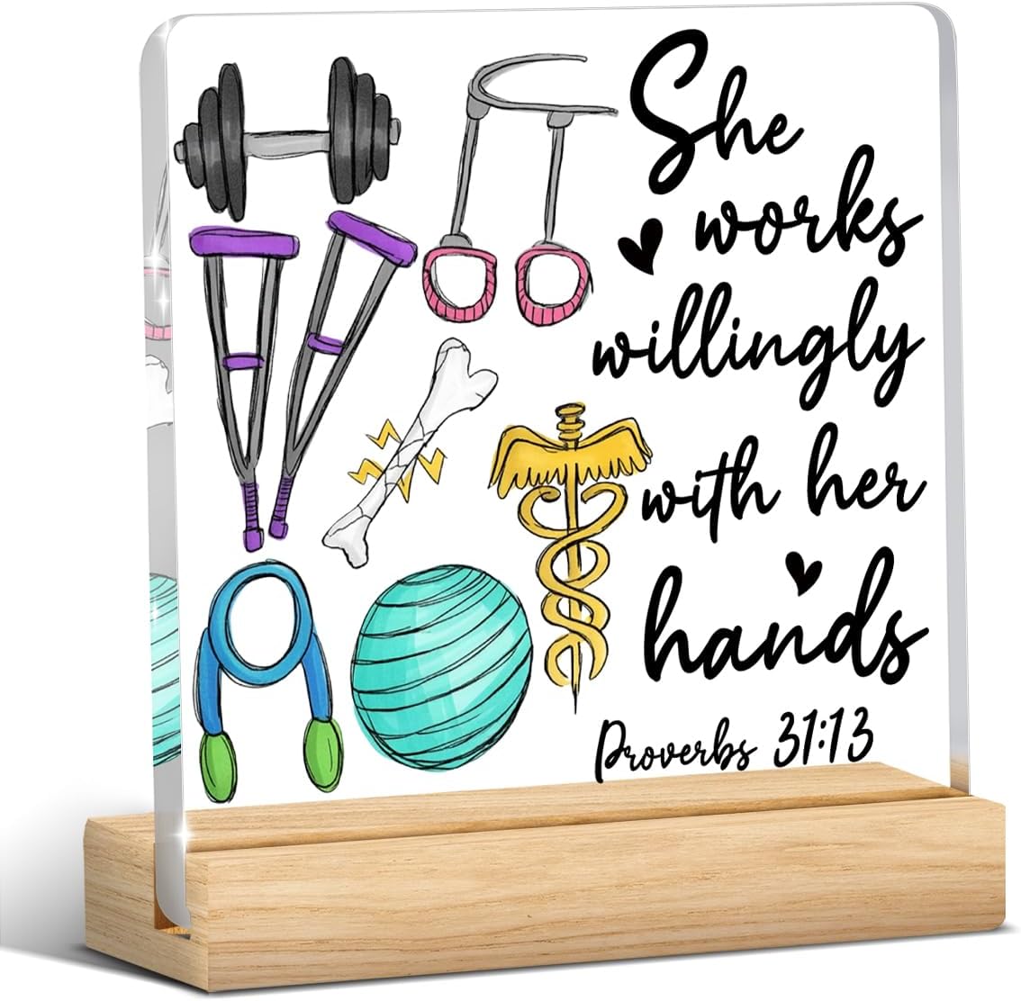 Physical Therapist Office Decor, Christian Desk Decor, Gift for Women Men Friends, Office Desk Accessories, Physical Therapist Gifts, Acrylic Sign for Thanksgiving Christmas Halloween Thank You Gifts