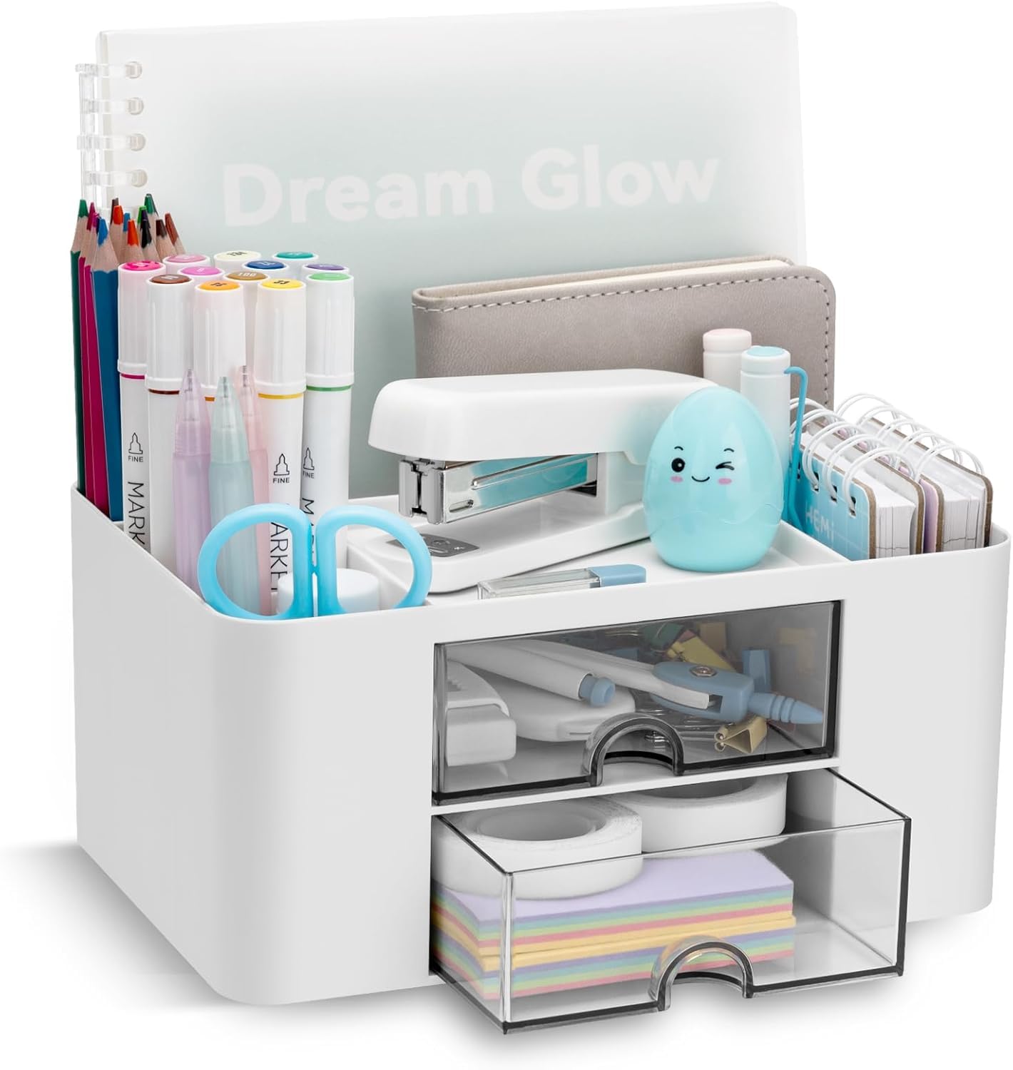 Desk Organizer I Multi-Functional Compartment Stationery Organiser Holder I Pen & Pencil Holders with Drawer I Multi-Functional Storage & Display Stand I Stand for Home, Office Table Accessories