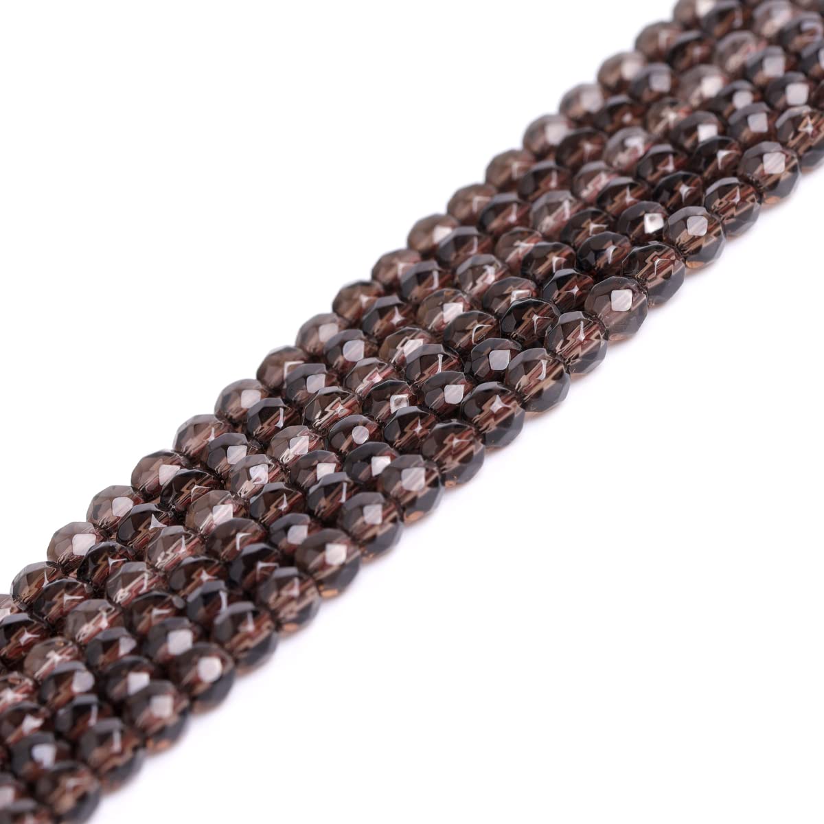 Gem-Inside 4mm Natural Dark Brown Smoky Quartz Genuine Crystal Precious Gemstone Faceted Spacer Beads for Jewelry Making Strand 15'' — image 1