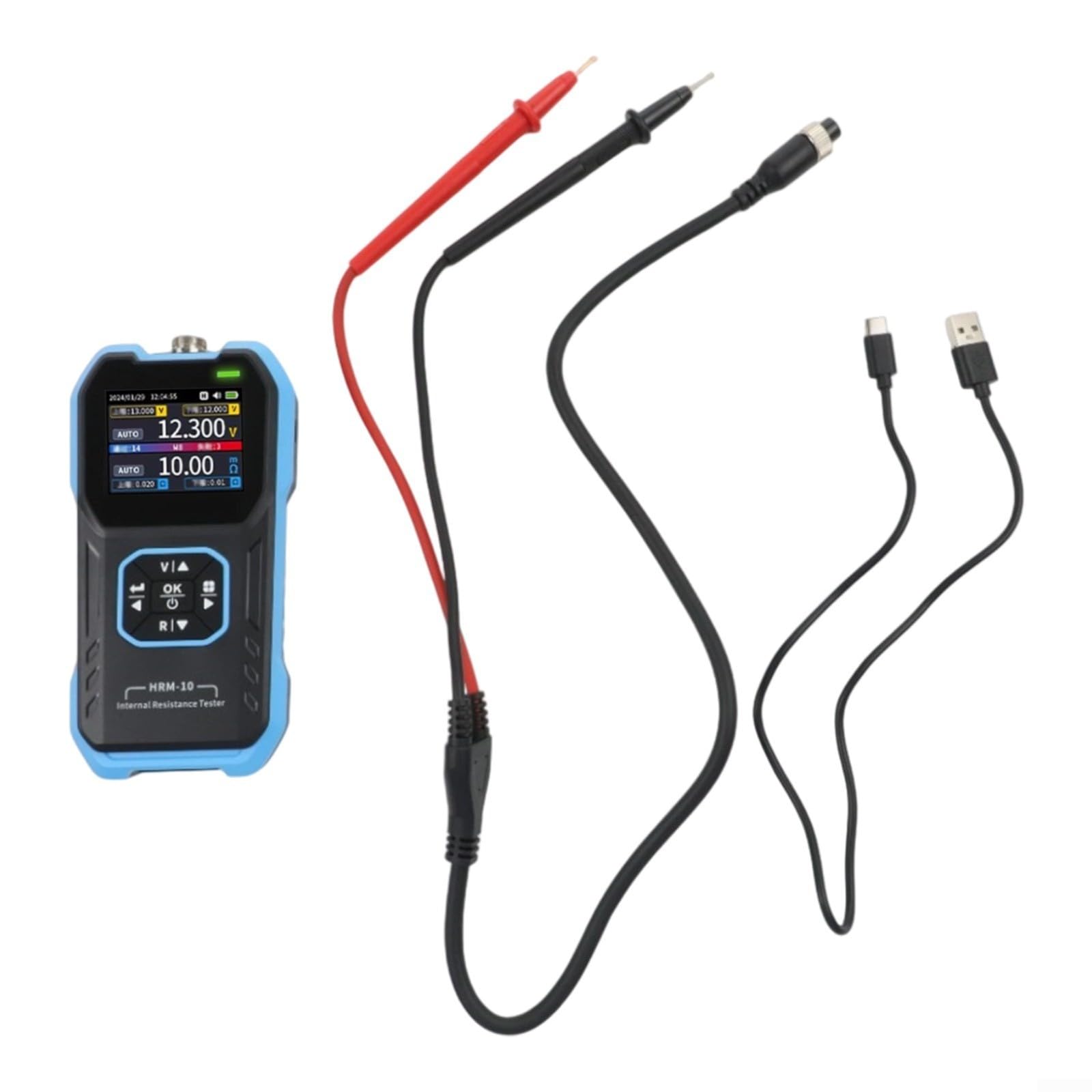 HRM-10 - Misuratore di resistenza interna con display a colori TFT, 0-100 V