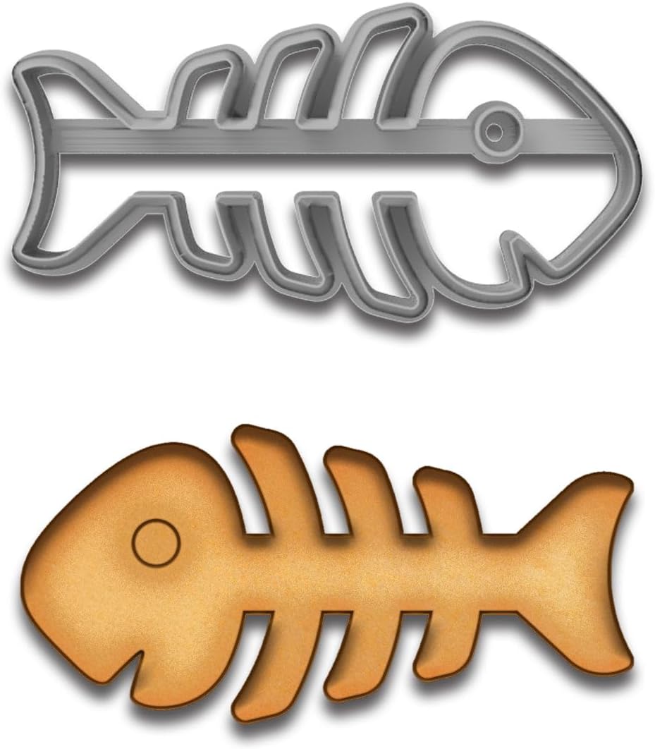 Cartoon Fish Skeleton Cookie Cutter - 4x2 Inches, Perfect for Cat Lovers and Seafood Fans