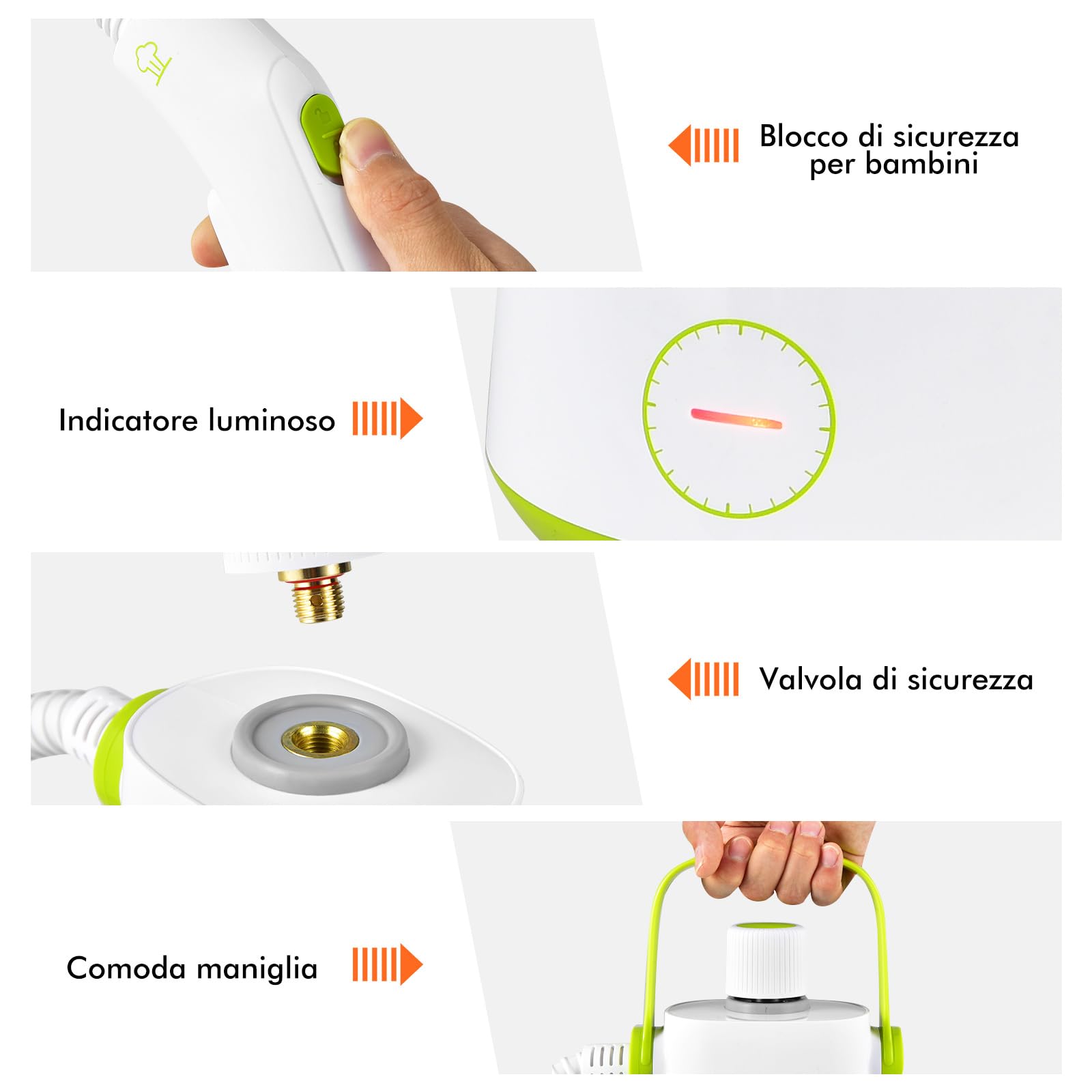 RELAX4LIFE Limpiador a vapor portátil de 1000 W, limpiador multiusos con 10 accesorios, depósito de agua de 300 ml, para suelo de moqueta, cortinas, asientos de coche, cocina, baños (300 ml, verde)