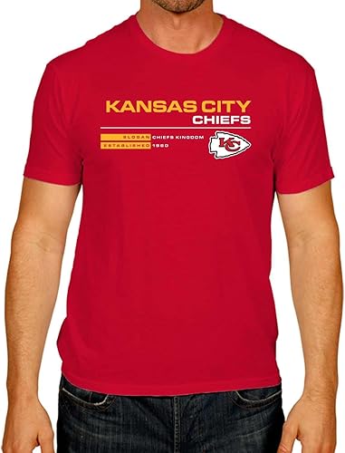 Team Fan Apparel Camiseta de la NFL Speed Stat Sheet para adultos, 100% algodón, sin etiquetas, con licencia oficial, muestra los colores de tu