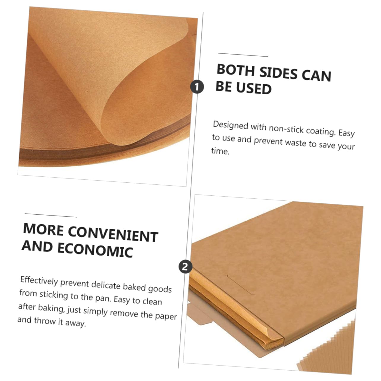 Backpapier 200 Stück Stoff, Braun, Antihaft, Beidseitig Nutzbar | Backen und Kuchen, 12x16 Zoll Zuschnitt, Leicht zu Reinigen, Praktisches
