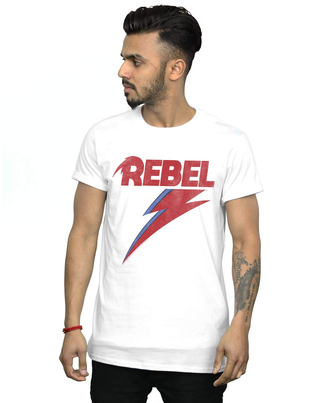 David Bowie Distressed Rebel T-Shirt White Cotton XL