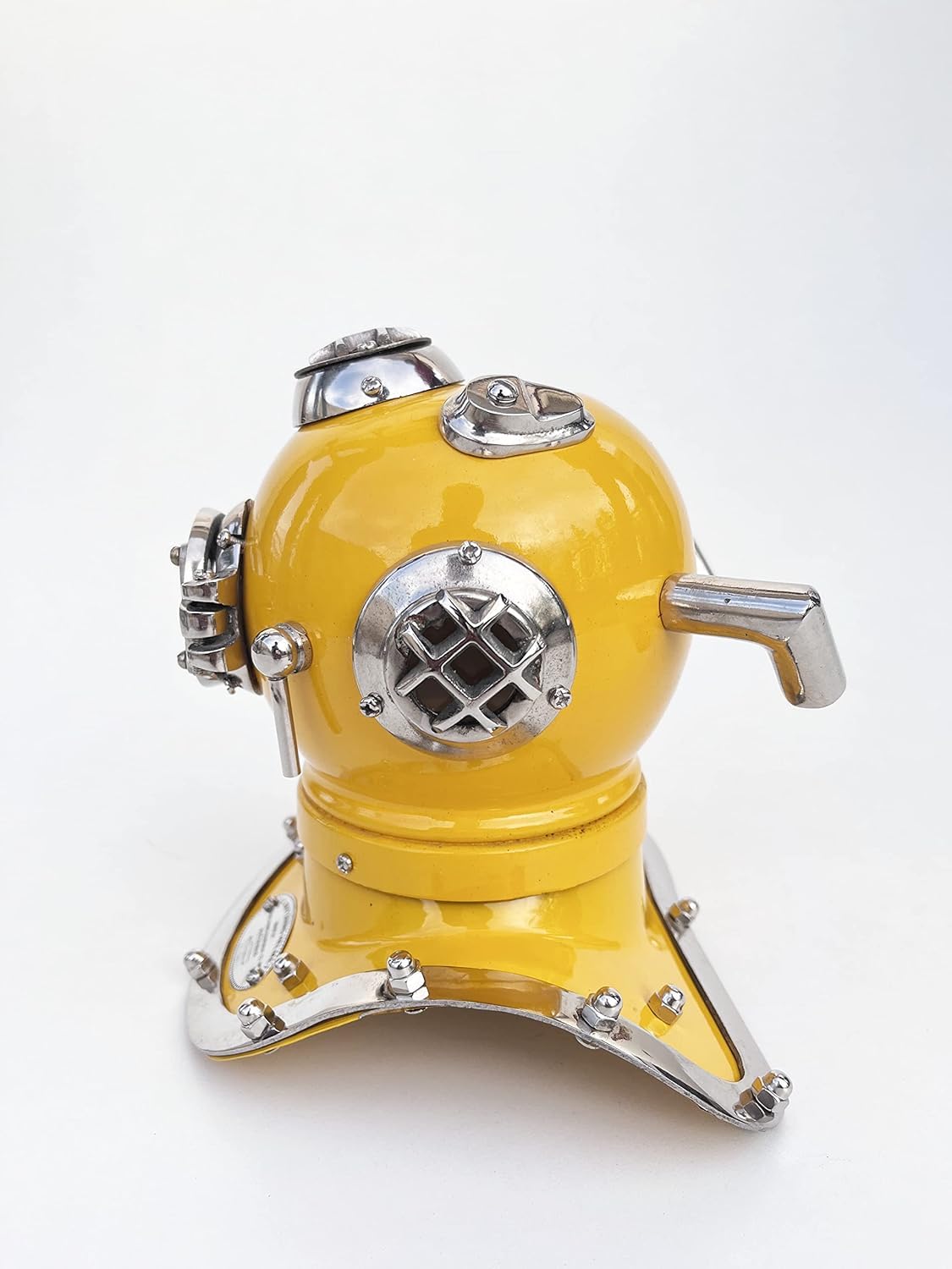 Mini casco de buceo amarillo US Navy Mark V Casco de buceo náutico Deep Diver Hekmet 15.2 cm Tabla a artículo