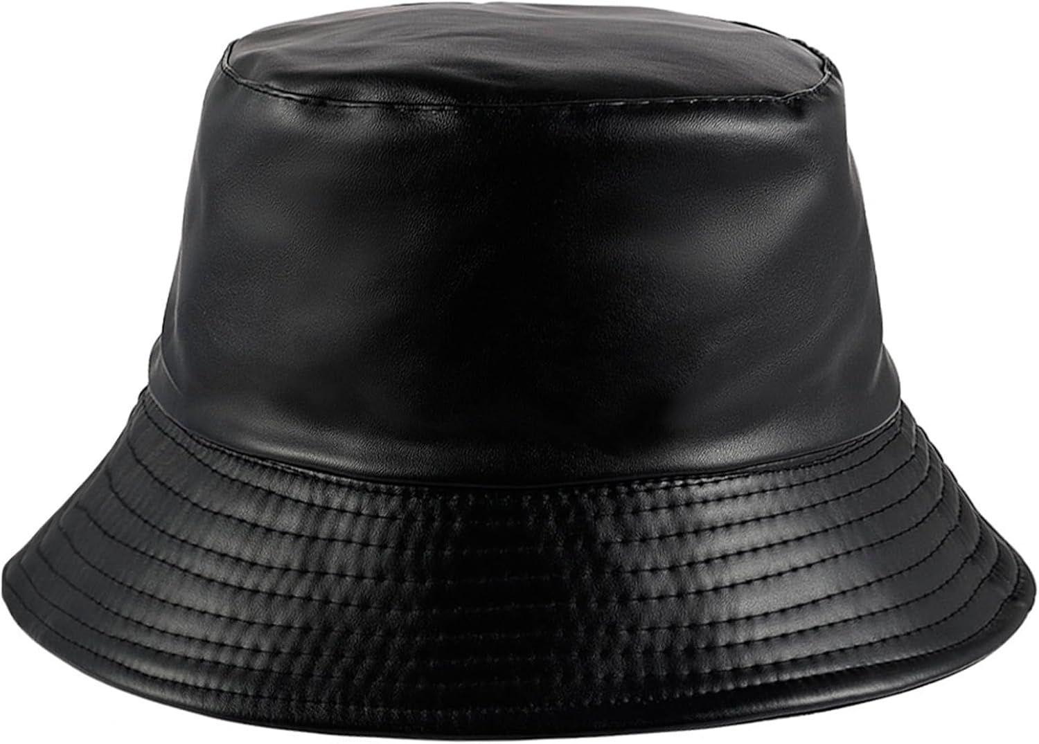 Eigso Unisex Womens Black Leather Bucket Hat Fashion Classic Vintage Hip Hop 80s Hiking Outdoor Fishrman Cap for Woman Man