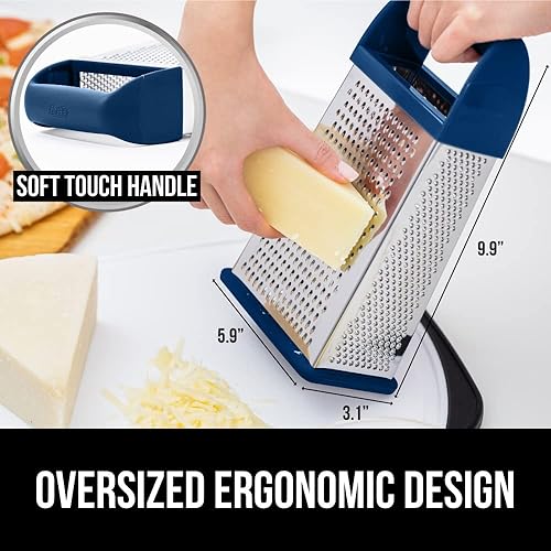 Miniatura 3 de Gorilla Grip Rallador de caja y pelador de verduras, el rallador de caja tiene un recipiente integrado, el pelador es apto para lavavajillas, ambos