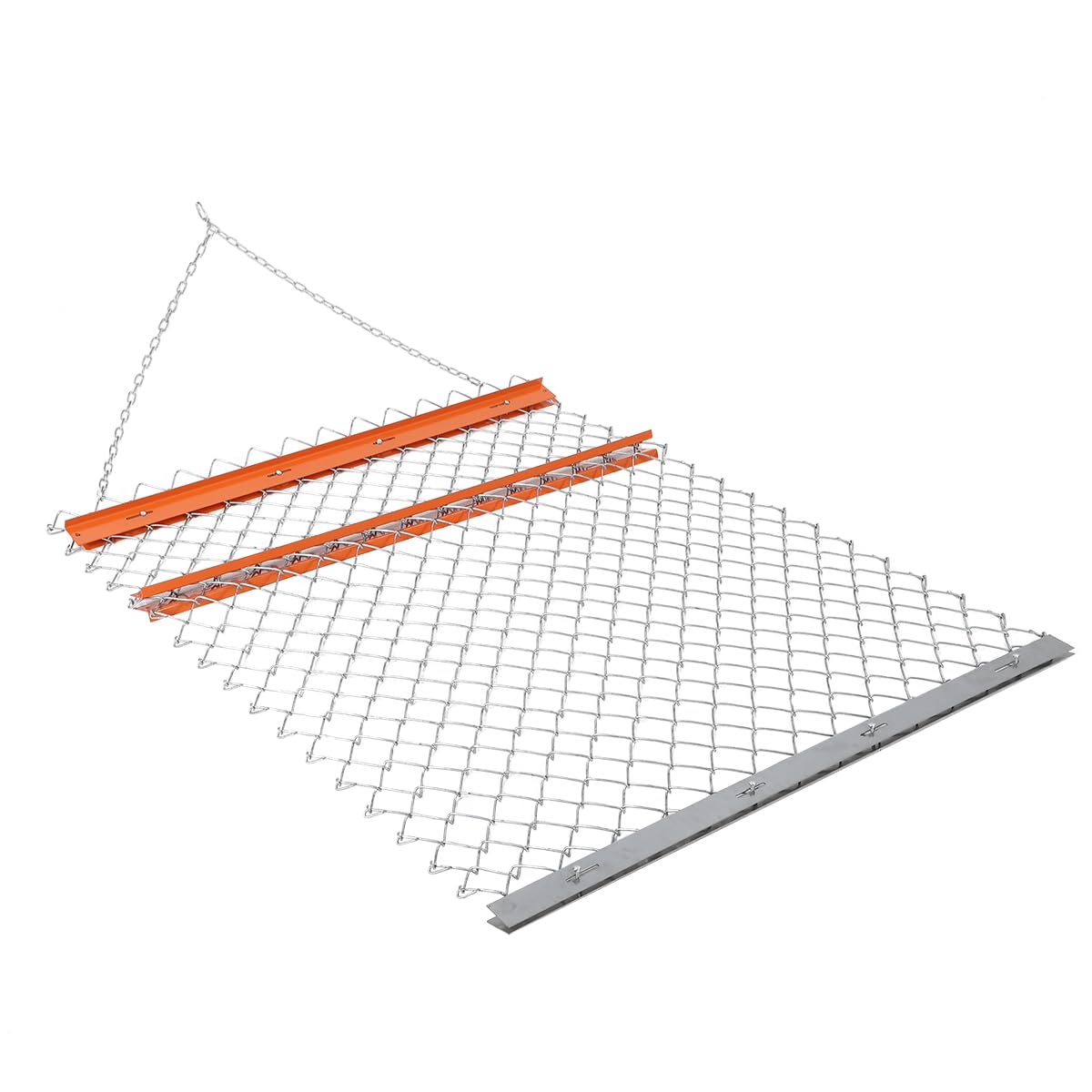 Garvee Herse à chaîne robuste agricole pour ATV/UTV – Nivellement terrain, gazon, allée gravillonnée – Accessoire tracteur ferme, prairie, jardin – 5Ft*4Ft + plaque en fer orange