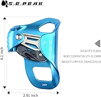 Vista 7 de Ascensor de pecho de escalada mejorado, equipo de rapelado fuerte con certificación CE de 220.5 lbs con dientes inoxidables afilados para escalada
