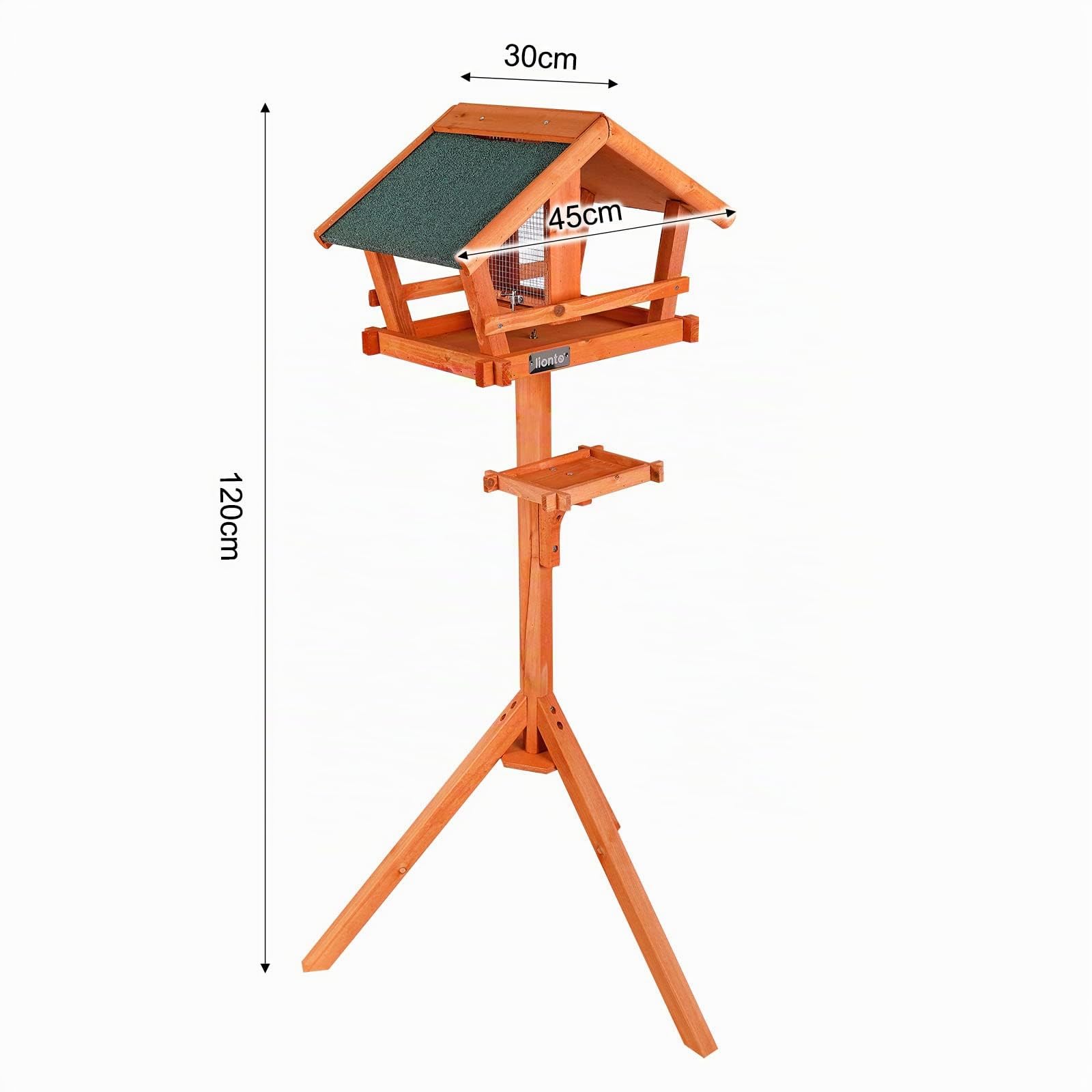 lionto Mangeoire pour Oiseaux en Bois avec Toit résistant, Support Stable, piquets et Bord Anti-gaspillage, idéale Toute l’année pour Jardin, terrasse ou Balcon