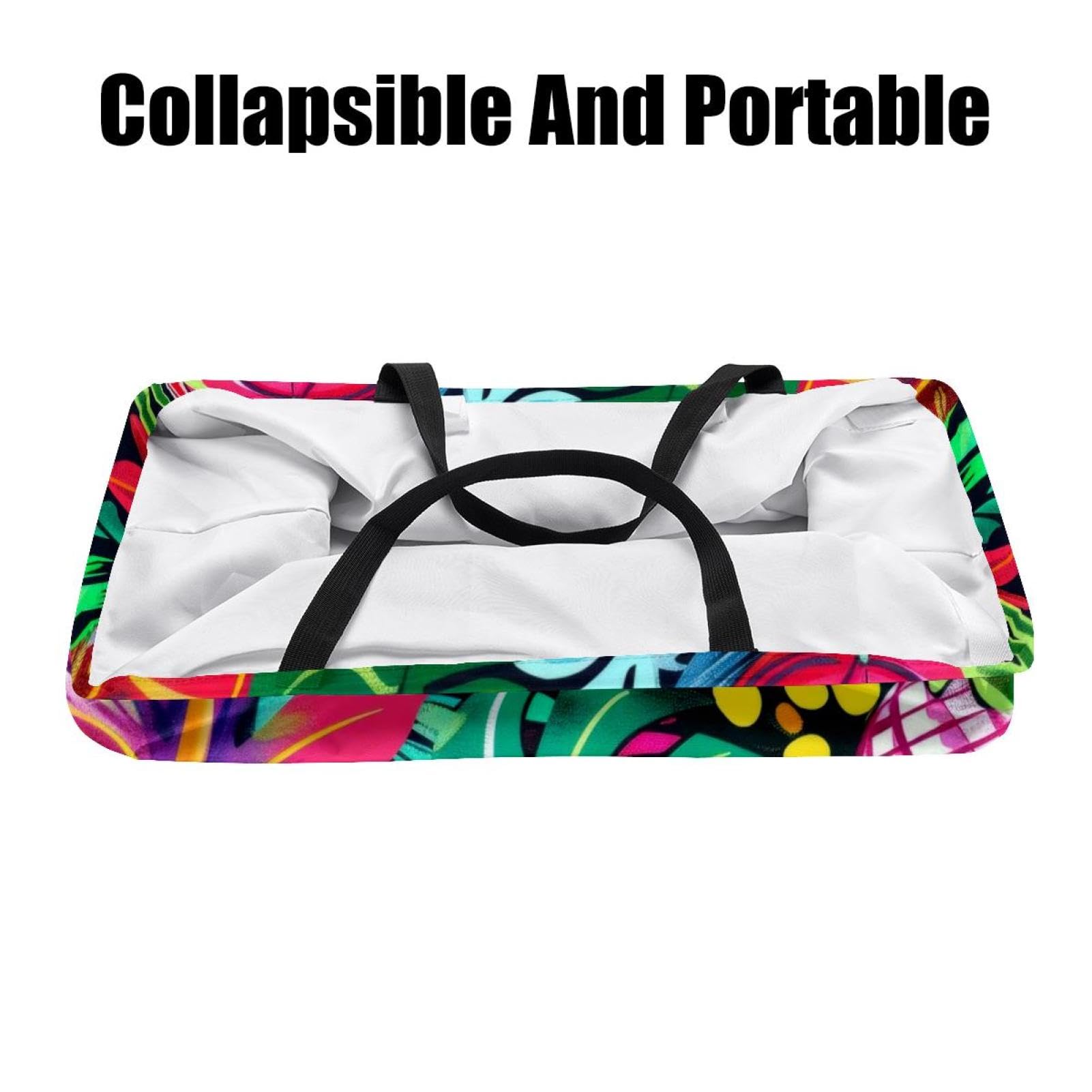 Grand sac de courses à motif tropical estival coloré, réutilisable, pliable et lavable pour la plage, le pique-nique, le camping, multicolore, 22.0x12.6x11.4 in/56x29x32 cm