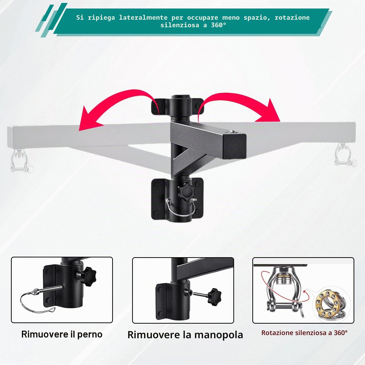 Supporto Muro per Sacchi da Boxe - Sistema di Montaggio a Parete Regolabile 44-64cm con Rotazione 360° Silenziosa, Struttura Resistente 100kg Max per Palestre Domestiche e Fitness