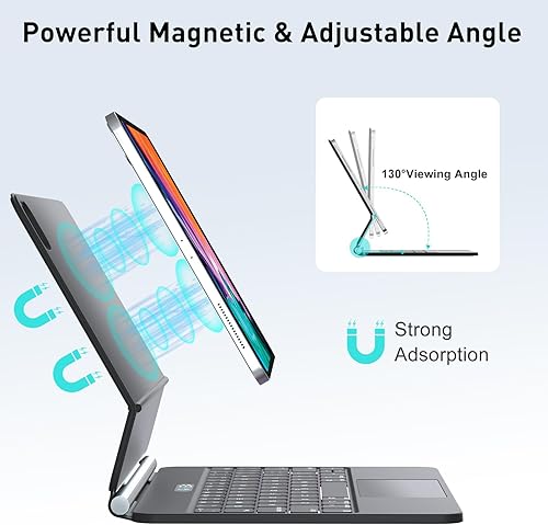Miniatura 3 de BOBOLEE Magic Keyboard - Funda para iPad Pro de 12.9 pulgadas 6543 generación con soporte voladizo flotante, funda de teclado magnética con trackpad