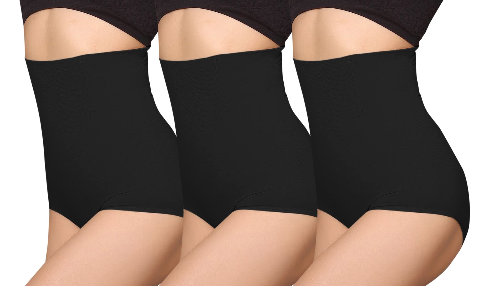 iloveSIA 3PACK Shapewear Tummy Control Panty, High Waist Trainer Body Shaper, C-section recovery, Black/Black/Black, XL