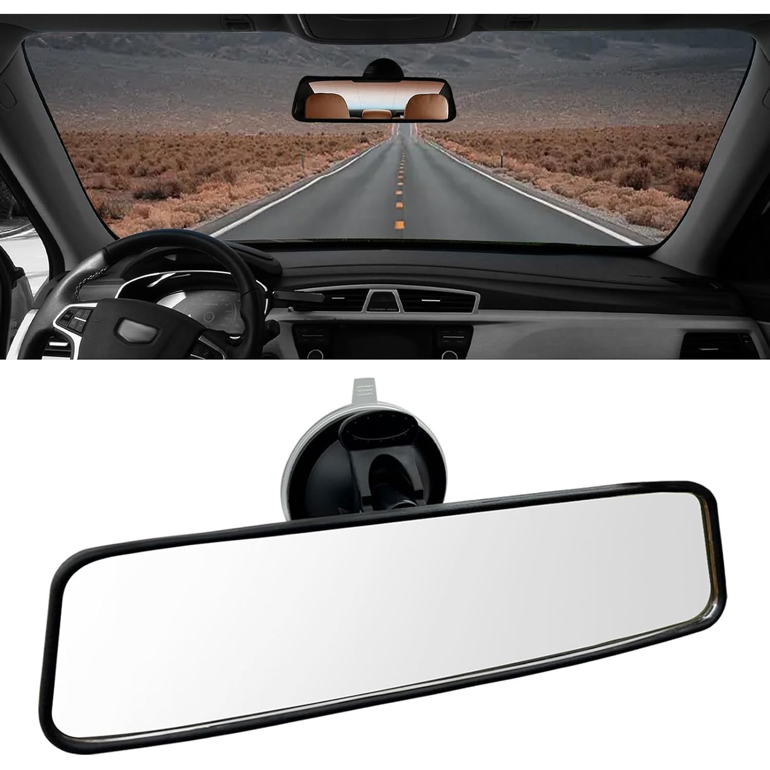 X spring Car Rear View Mirror, Anti Glare HD Auto Inside Rearview Mirror, 360 Degrees Adjustable Reduce Blind Spots, Universal Car Rear View Mirror with Adjustable Suction Cup for Cars, Suvs, Trucks