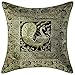 Stylo Culture Indio Seda de Brocado Pavo Real Bailando Sofá Decorativo Fundas de Cojines 40x40 Oro Negro Fundas para Almohadas Decoradas 16x16 Cuadrantes Étnico Decoración del hogar 1 Pc