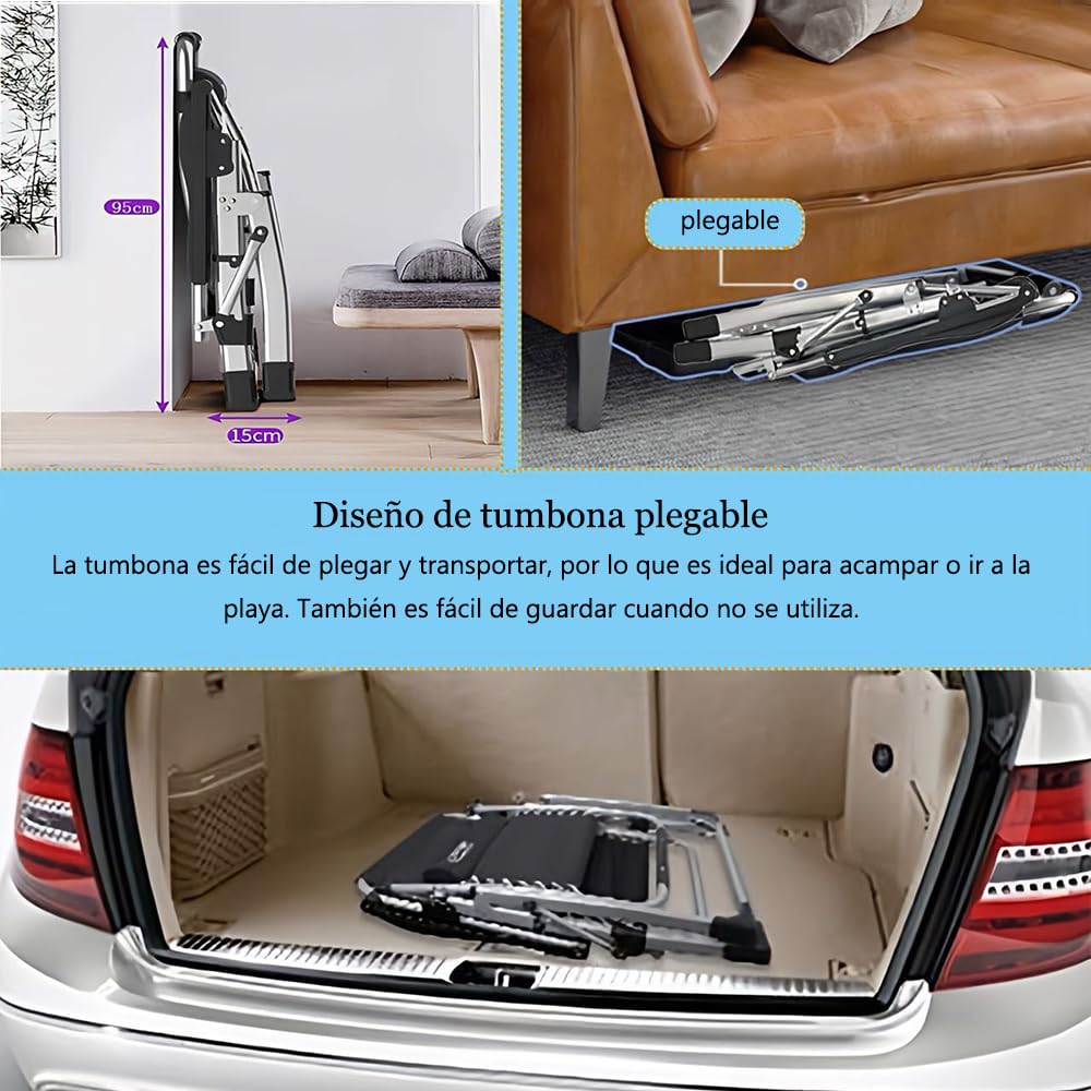 Tumbonas Gravedad Cero, Tumbona de Relax Silla de Jardín Plegable, para Playa, Piscina, Terraza,Camping.Carga Máxima 200kg (A-con Cojín Gris, Set de 1)