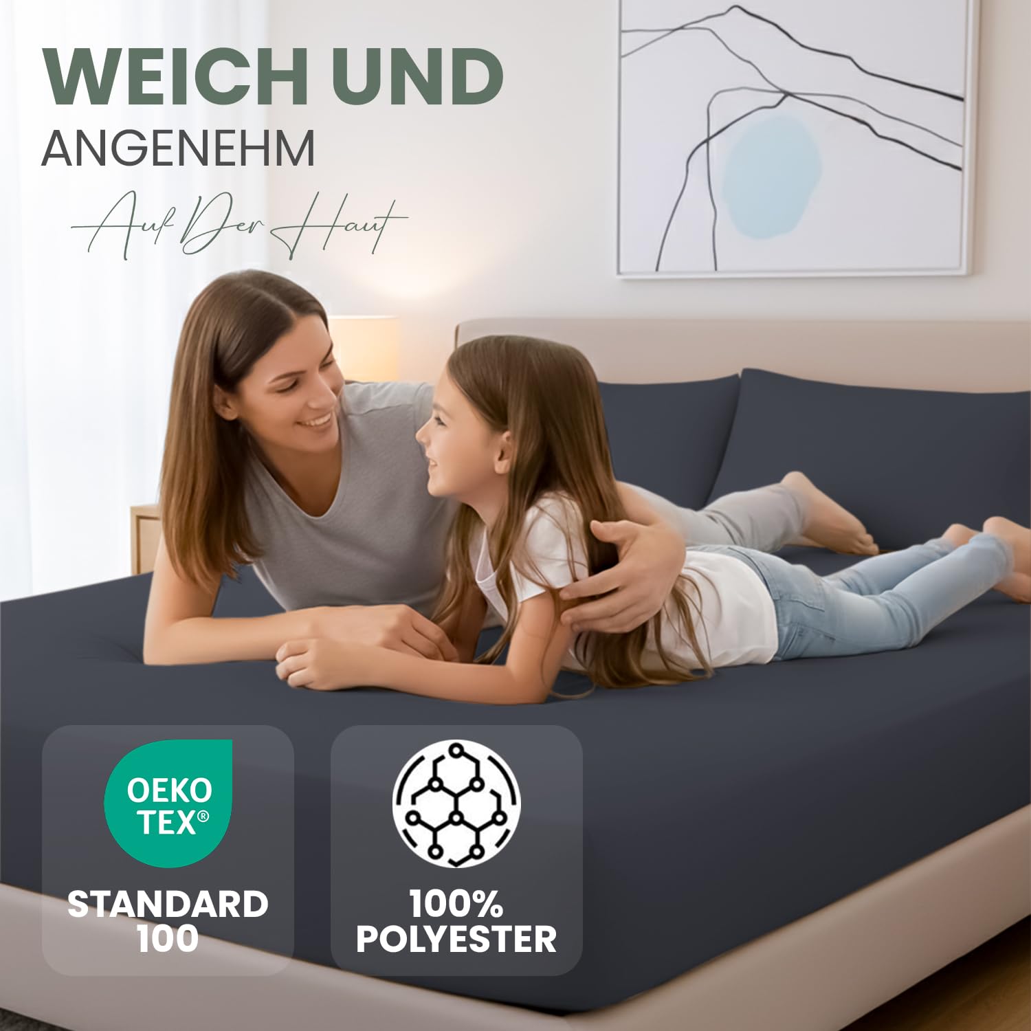 Terra Beds Prześcieradło z gumką 90 x 200 cm – prześcieradło z gumką z poliestru z mikrofibry, certyfikat Öko-Tex, kieszeń na głębokość 35 cm, niegniotące się prześcieradło dżersejowe – antracytowe