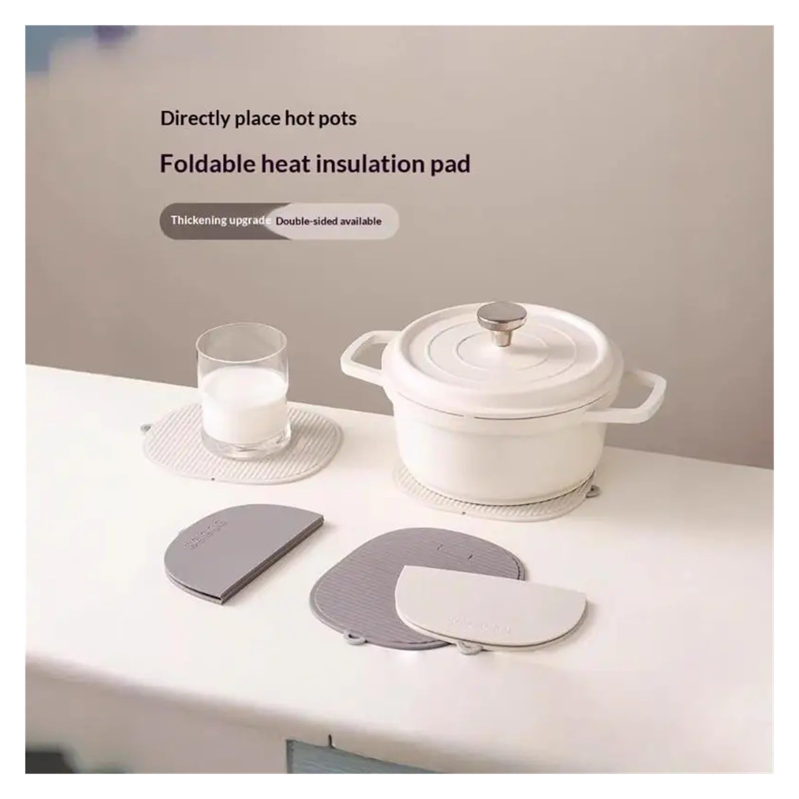 Dessous de plat en silicone pour casseroles chaudes, protecteurs de comptoir résistants à la chaleur, dessous de verre pliables