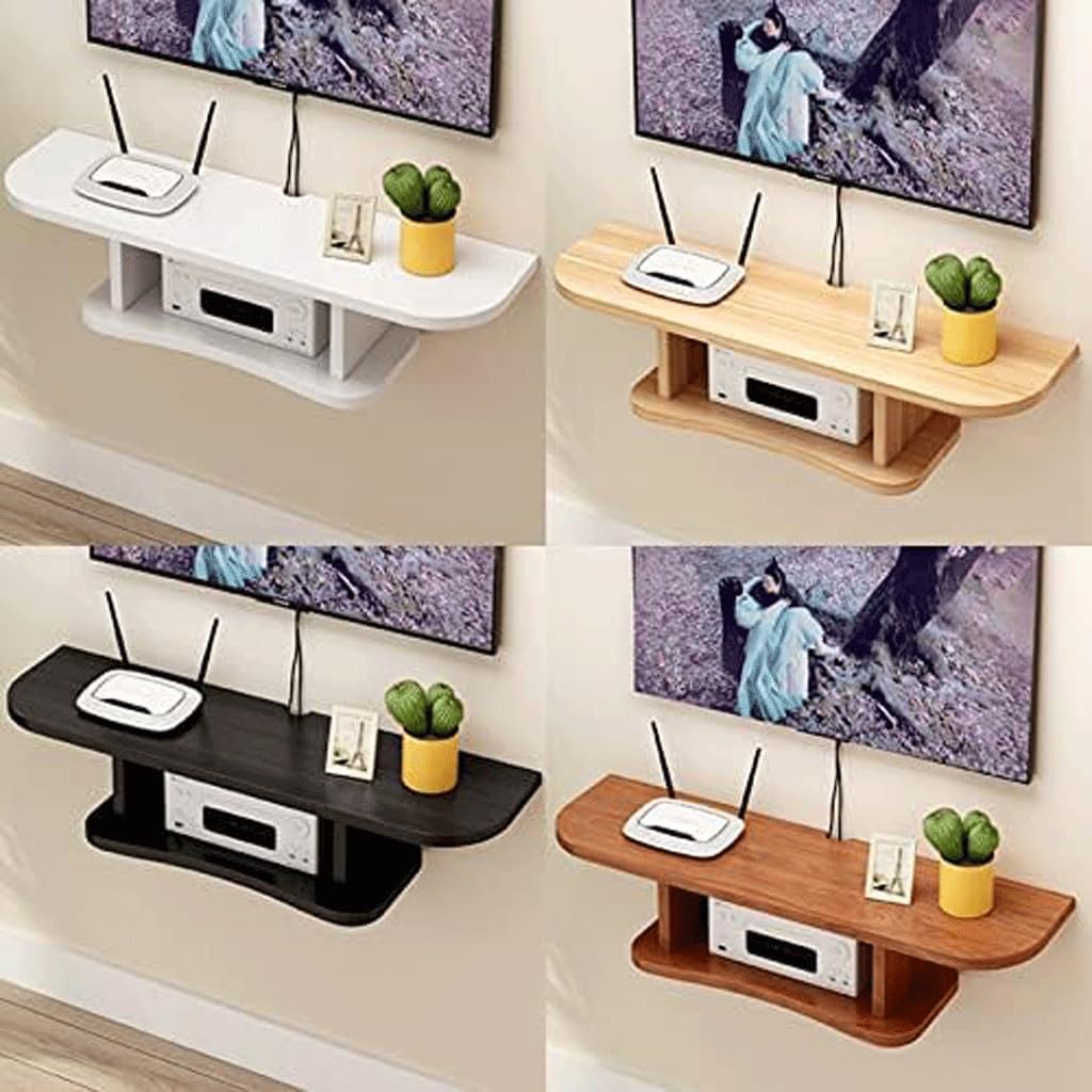 木製パネル ルーター棚 ケーブルルーターカバー 整理ラック 壁装飾収納ラック テレビセットトップボックススタンド リビングルーム用