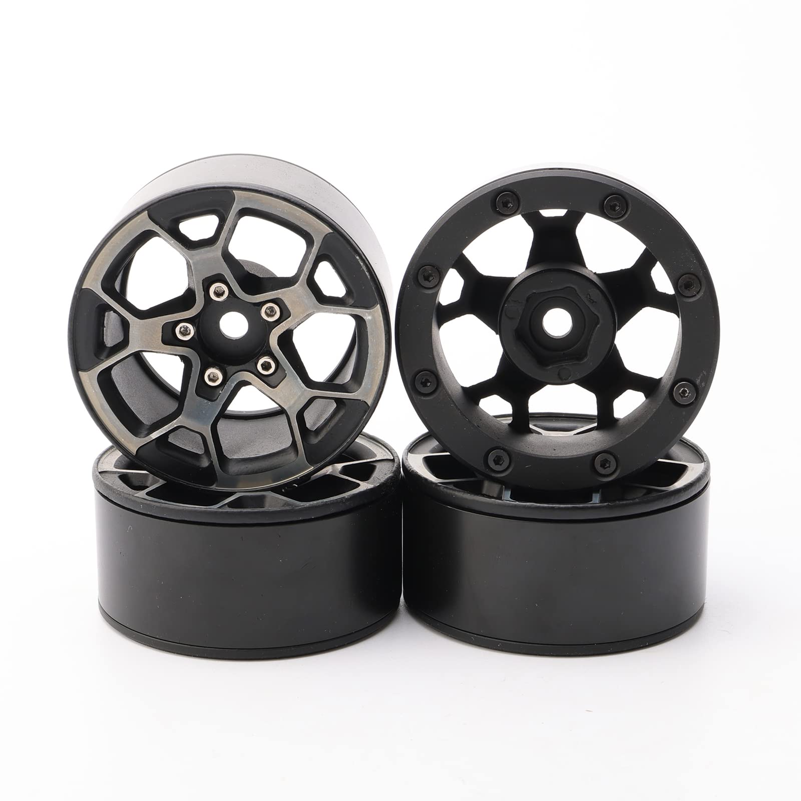 Rchobbytop 4pcs 1.9" Aluminum Beadlock Wheels For 1/10 RC Crawler - Black/Red, 12mm Hex, For TRX-4, SCX10, Axial - View #13