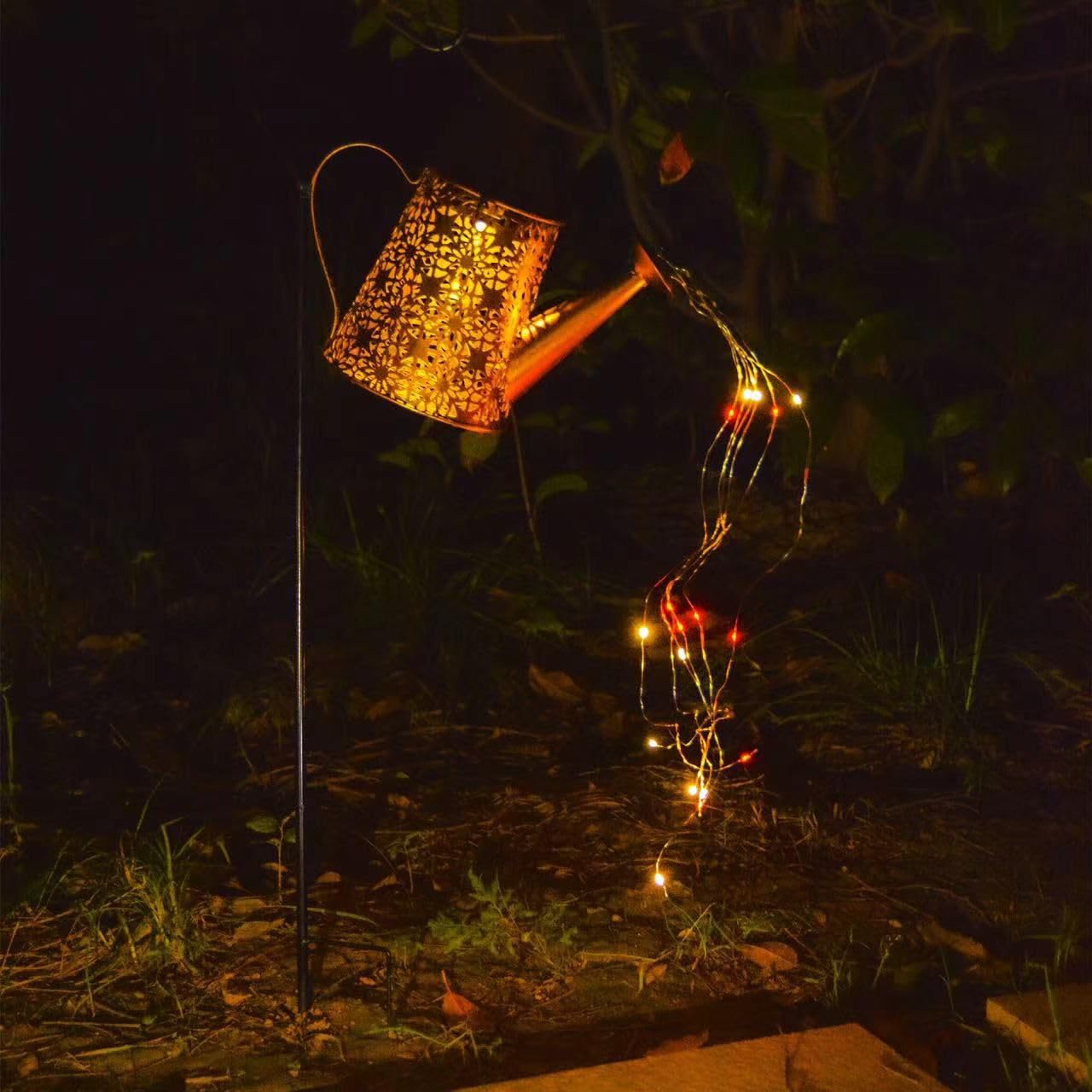 Vencier Multicolour Solar Watering Can Light With Led String Lights, Waterproof Dual Mode Garden Pathway Lantern For Patio, Yard, And Plant Decoration (Multicolour)